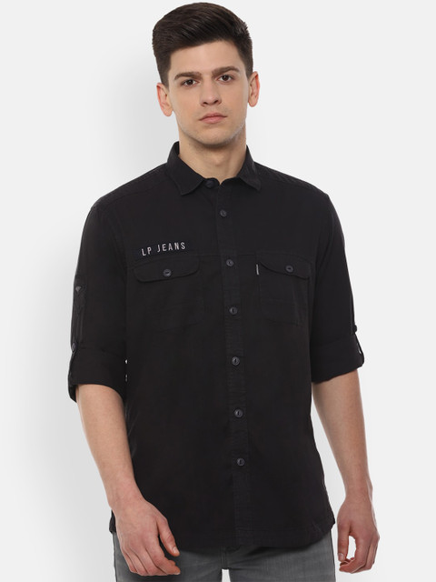 

Louis Philippe Jeans Men Black Slim Fit Solid Casual Shirt
