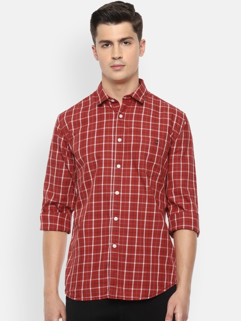 

Louis Philippe Jeans Men Red Slim Fit Checked Casual Shirt