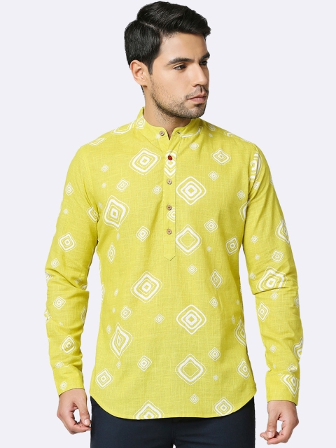 

Bewakoof Men Green Geometric Printed Cotton Kurta