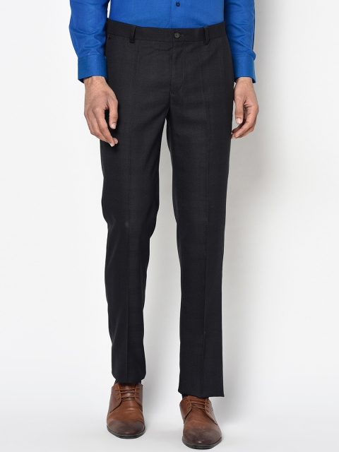 

Blackberrys Men Black Skinny Fit Self Design Formal Trousers
