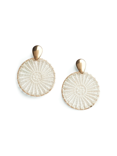 

ToniQ White & Gold-Plated Circular Drop Earrings