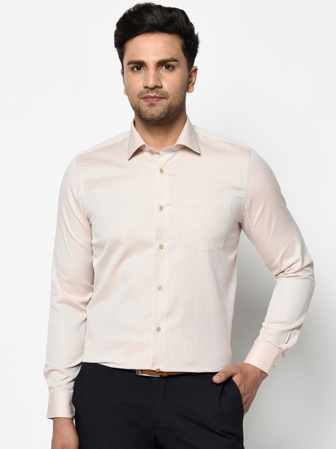 

Blackberrys Men Beige Slim Fit Self Checked Formal Shirt
