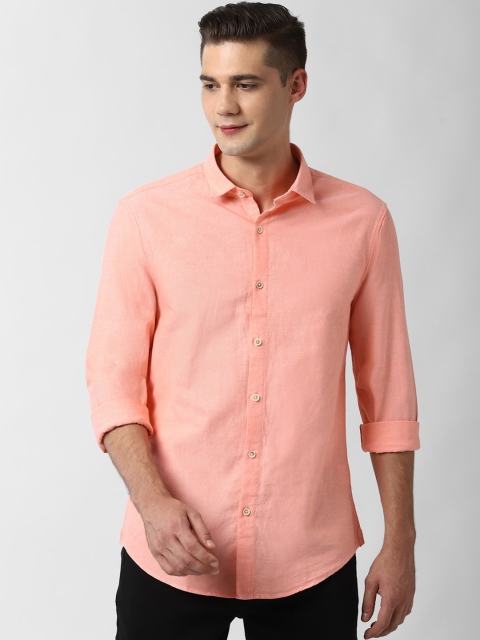 

Peter England Casuals Men Peach-Coloured Slim Fit Solid Casual Shirt