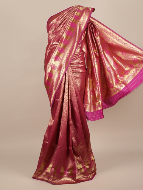 

Pothys Gold-Toned & Magenta Jute Silk Woven Design Saree