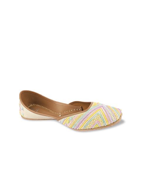 

Jutti Express Women Beige Embellished Fabric Mojaris