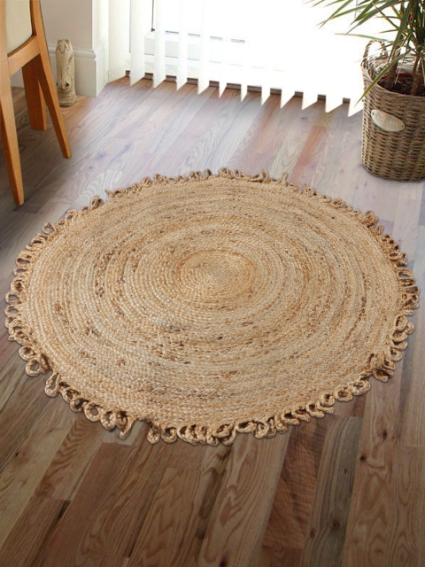 

HomeStorie Beige Natural Jute Sustainable Round Floor Carpet
