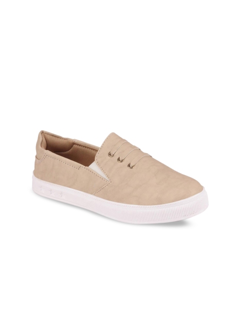 

FAUSTO Women Cream Coloured PU Slip-On Sneakers