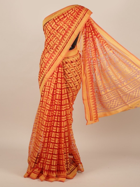 

Pothys Red Checked Jute Silk Saree