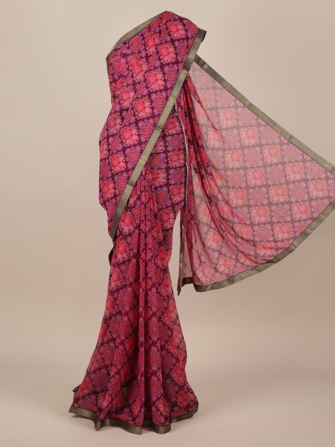 

Pothys Purple Printed Poly Chiffon Saree
