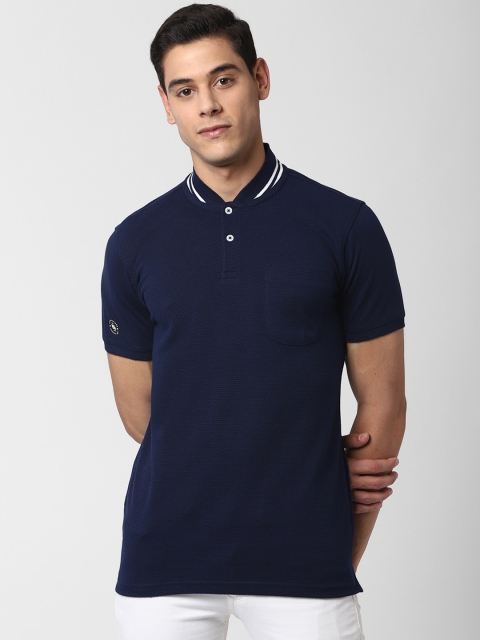 

Peter England Casuals Men Navy Blue Solid Polo Collar T-shirt