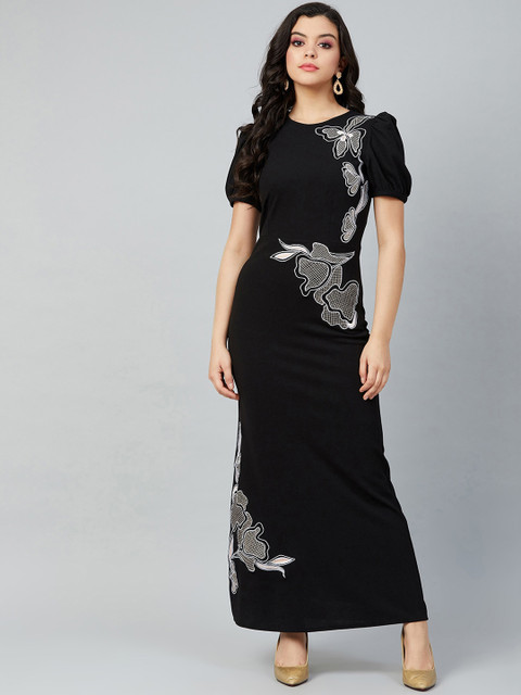 

Athena Women Black Embroidered Maxi Dress
