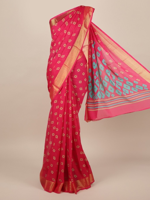 

Pothys Magenta Printed Poly Chiffon Saree