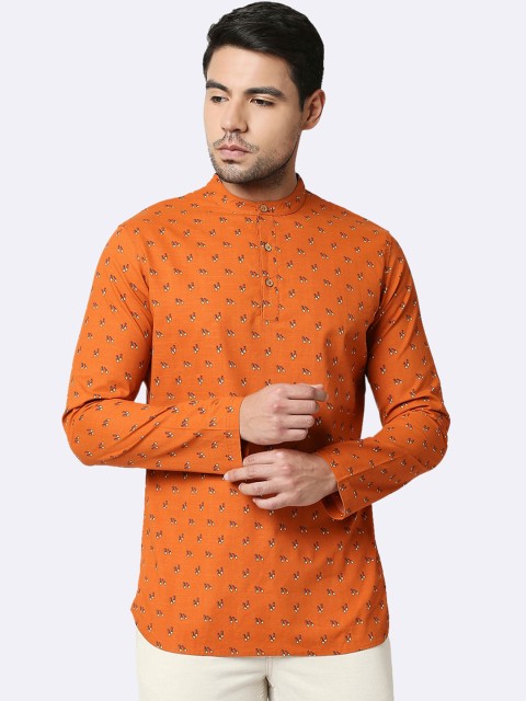 

Bewakoof Men Orange Printed Thread Work Kurta