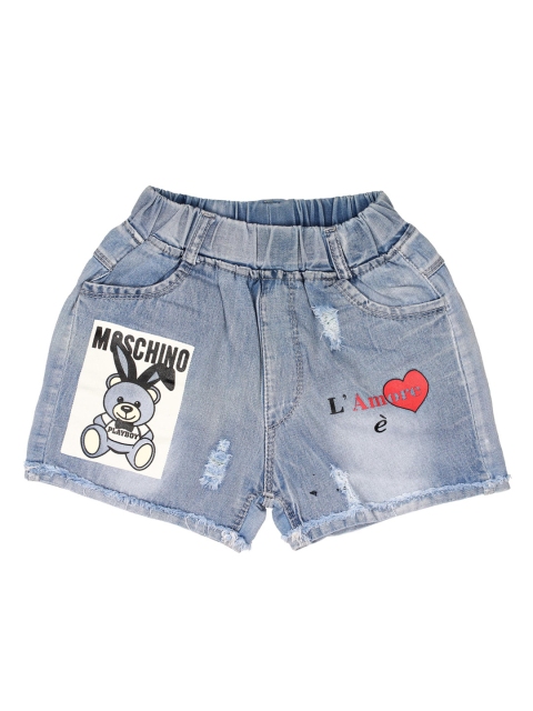 

Lil Lollipop Girls Blue Washed Regular Fit Denim Shorts