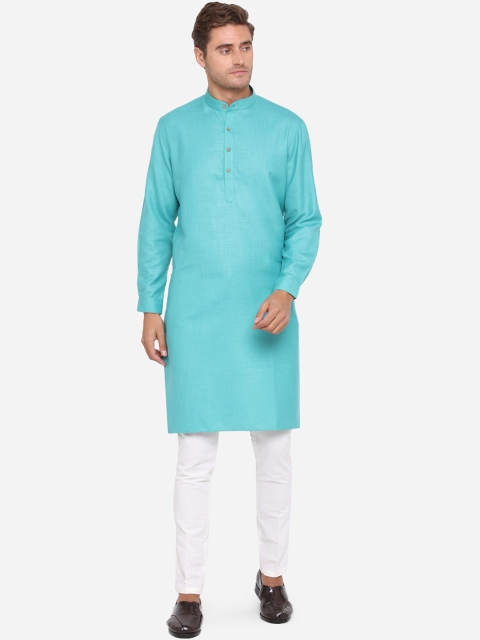 

JADE BLUE Men Green 100% Cotton Solid Kurta