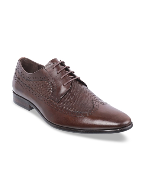 

DAVINCHI Men Brown Textured Leather Formal Brogues