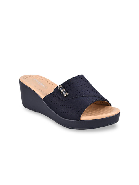 

Stelatoes Women Navy Blue Textured Sandals