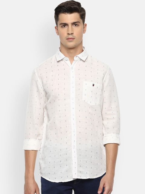 

Louis Philippe Jeans Men White Slim Fit Printed Casual Shirt