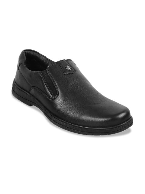 

Mochi Men Black Leather Solid Semiformal Slip-Ons
