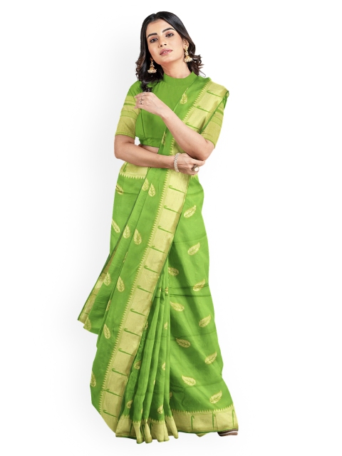 

Kalamandir Green Silk Blend Woven Design Banarasi Saree