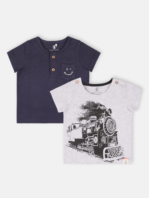 

Babysafe Boys Pack of 2 Round Neck T-shirt, Grey melange