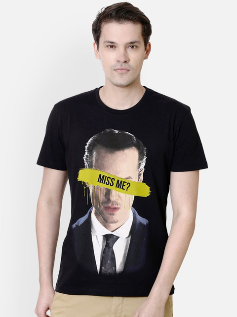 

Free Authority Men Black Sherlock Printed Round Neck T-shirt