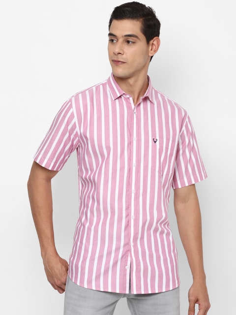 

Allen Solly Men Pink & White Slim Fit Striped Cotton Casual Shirt