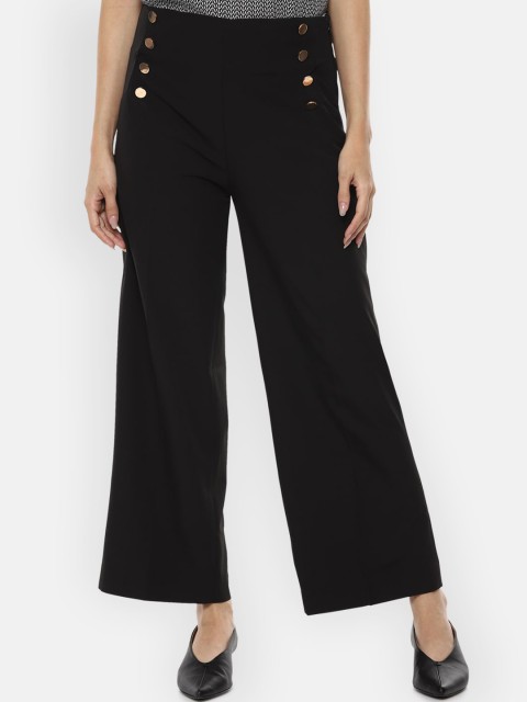 

Van Heusen Woman Black Regular Fit Solid Parallel Trousers