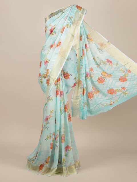 

Pothys Blue Printed Poly Chiffon Saree
