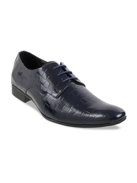 

Mochi Men Navy Blue Textured Leather Formal Derbys