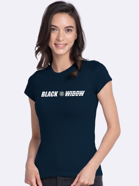 

Bewakoof Women Blue Printed Round Neck T-shirt