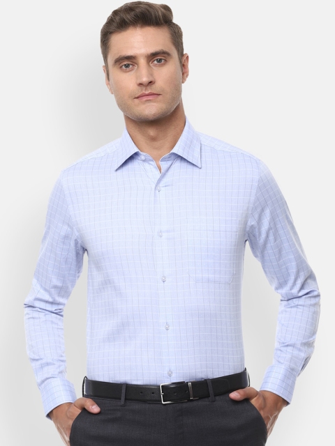 

Louis Philippe Men Blue Regular Fit Checked Casual Shirt