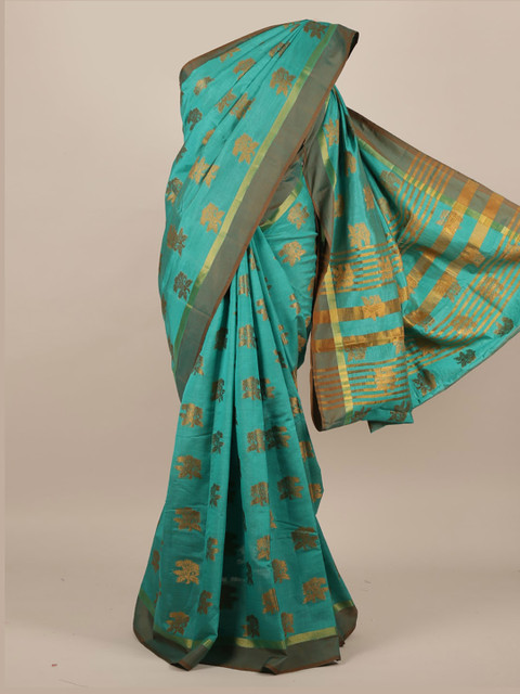 

Pothys Blue Woven Design Jute Silk Saree