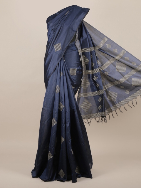 

Pothys Navy Blue Woven Design Jute Silk Saree