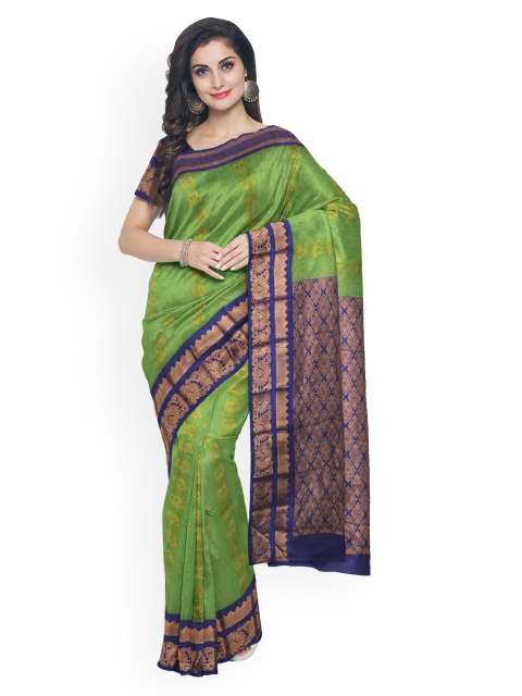 

Kalamandir Green Silk Blend Woven Design Chanderi Saree