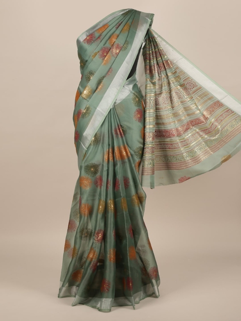 

Pothys Green Printed Jute Silk Saree