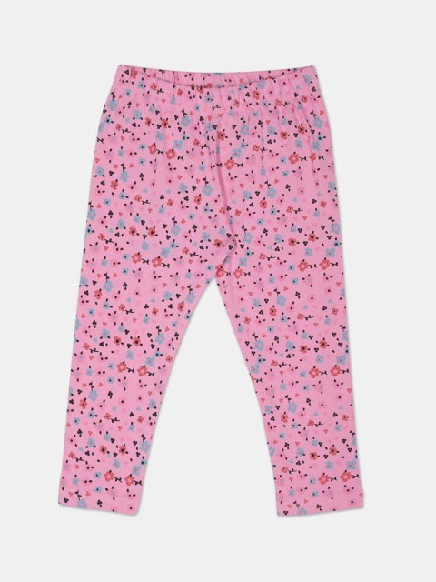 

Donuts Girls Pink & Red Floral Printed Ankle-Length Leggings