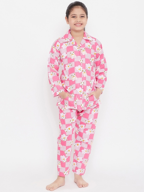 

Baani Creations Girls Pink Printed Night suit