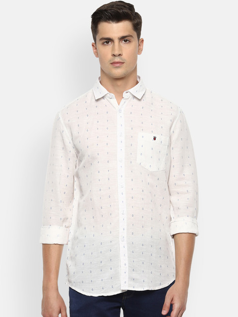 

Louis Philippe Jeans Men White Slim Fit Printed Casual Shirt