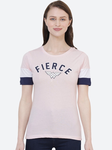 

Free Authority Women Pink Wonder Woman Printed Round Neck T-shirt