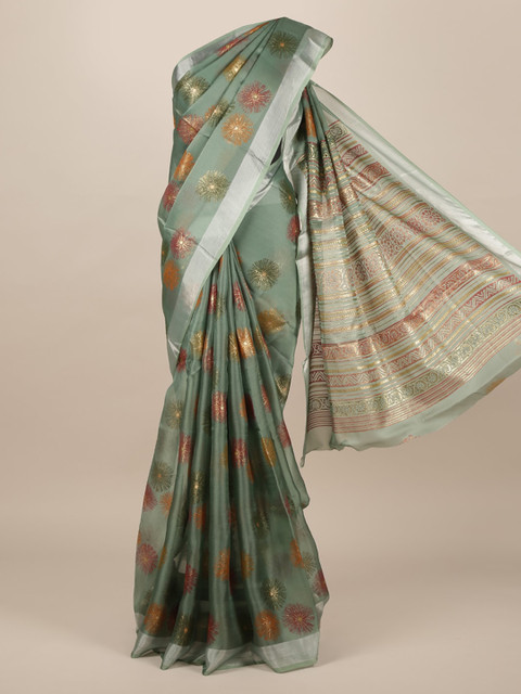 

Pothys Green Woven Design Jute Silk Saree