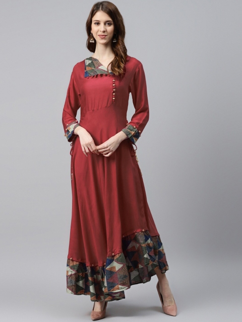 

Chhabra 555 Women Red Solid Maxi Dress