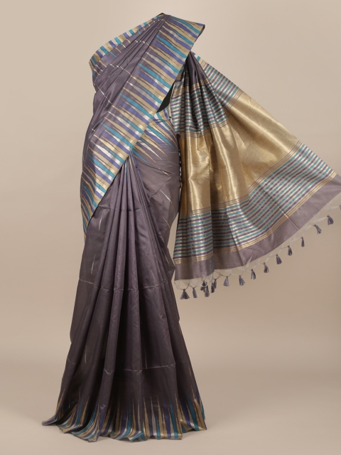 

Pothys Grey Solid Saree