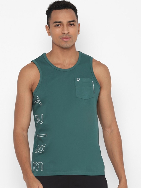 

Allen Solly Tribe Men Green Solid Round Neck Pure Cotton T-shirt
