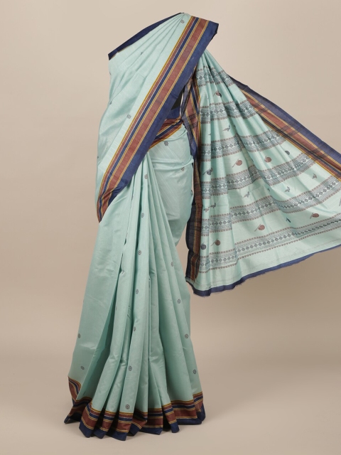 

Pothys Blue Solid Jute Silk Saree