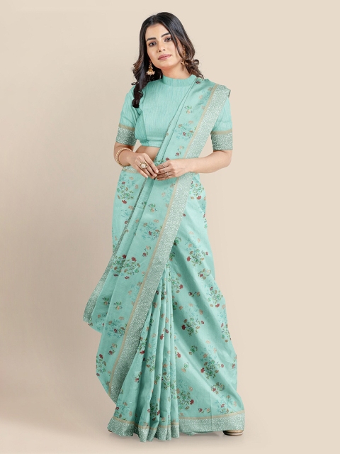 

Kalamandir Blue Printed Silk Blend Saree