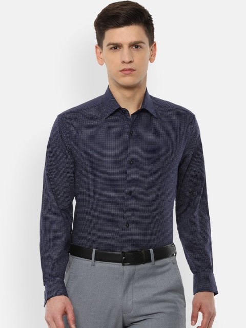 

Louis Philippe Men Navy Blue Slim Fit Checked Casual Shirt