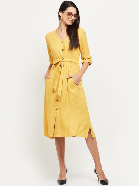 

max Women Yellow Solid A-Line Dress