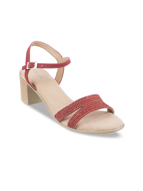 

Metro Women Maroon Woven Design Block Heels