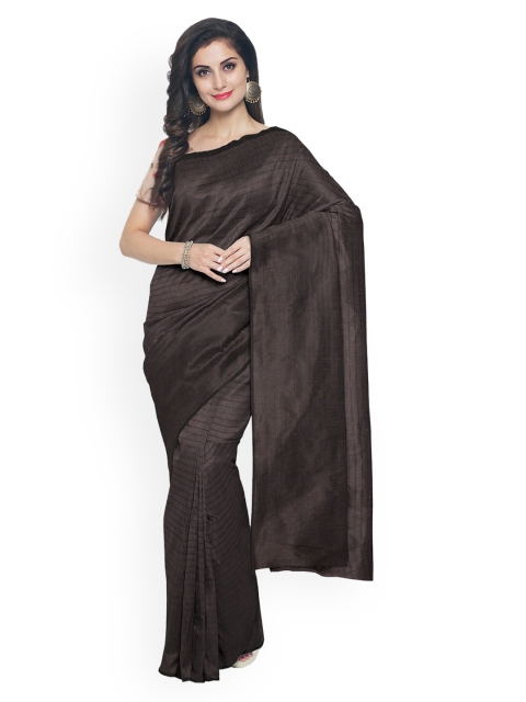 

Kalamandir Brown Striped Silk Blend Saree